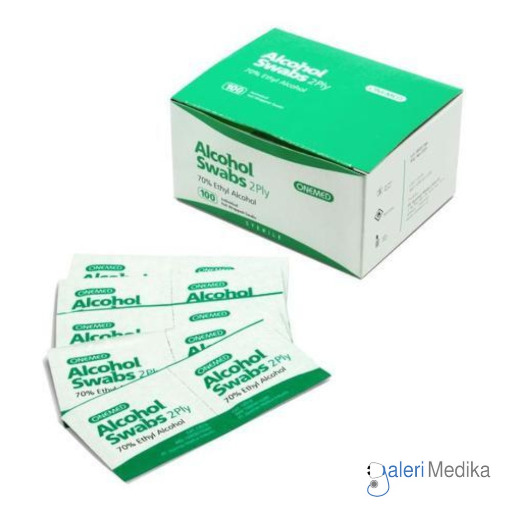 [Alcohol Swab 2ply] Alkohol Swab Onemed 1 Box isi 100 pcs