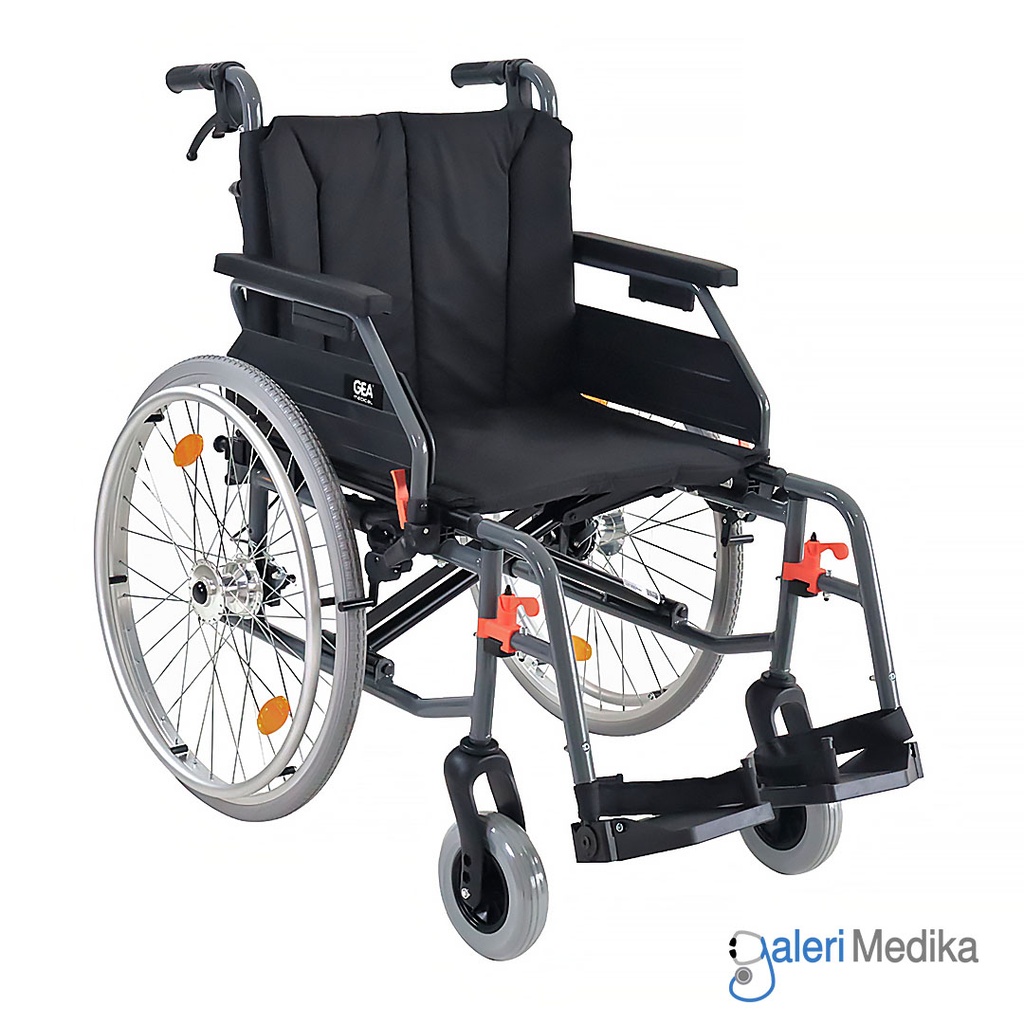 [AL-001J-51] Kursi Roda GEA AL-001J-51 Aluminium Premium Quality (Dark Grey)