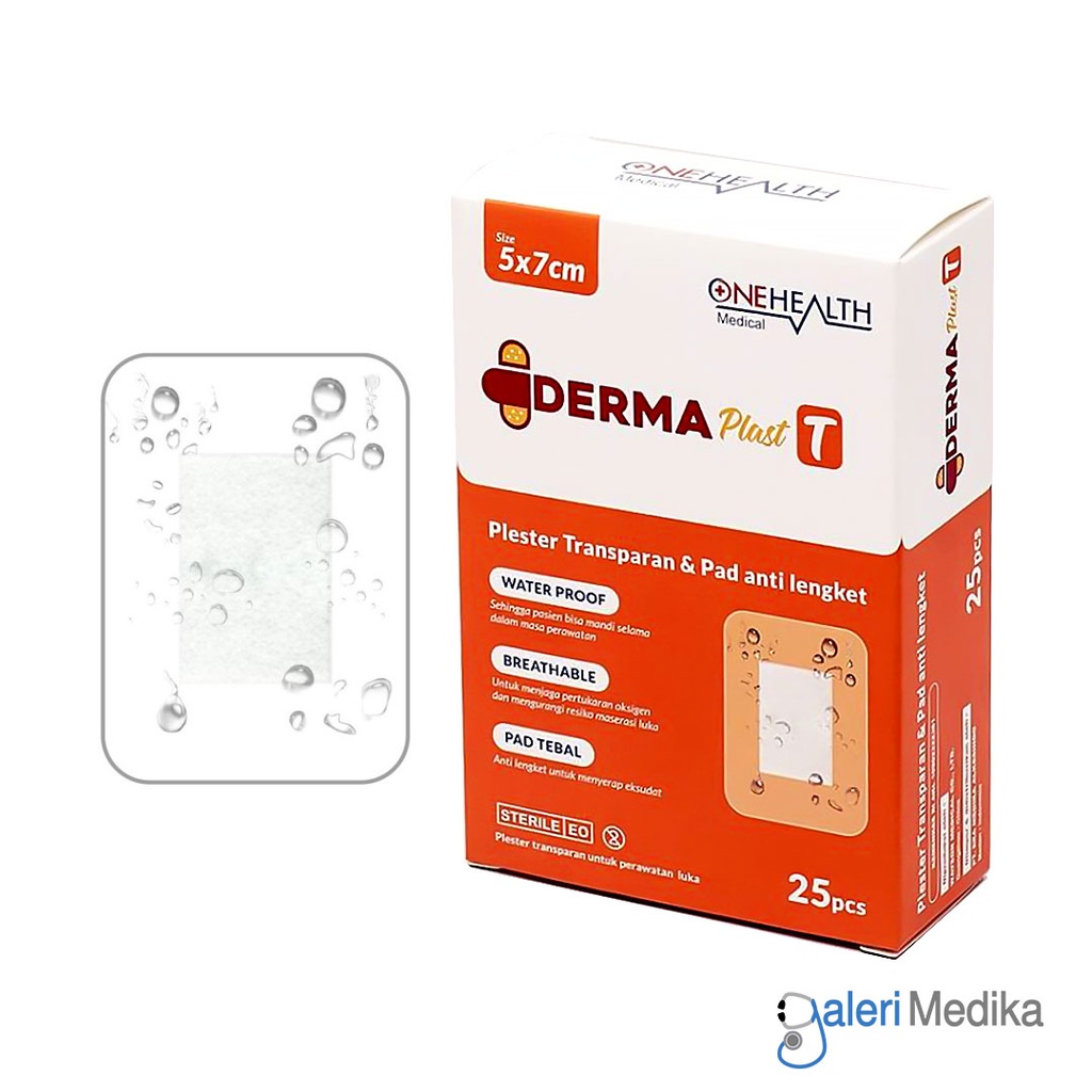 [Dermaplast T] OneHealth Dermaplast T Plester Luka Anti Air Transparan (10 x 25 cm )