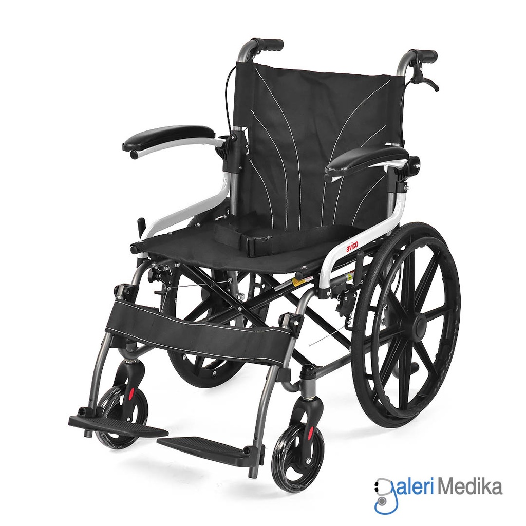 [Ganesha 20in] Kursi Roda Avico Ganesha Semi Travel Roda 20in Velg Racing (Merah)