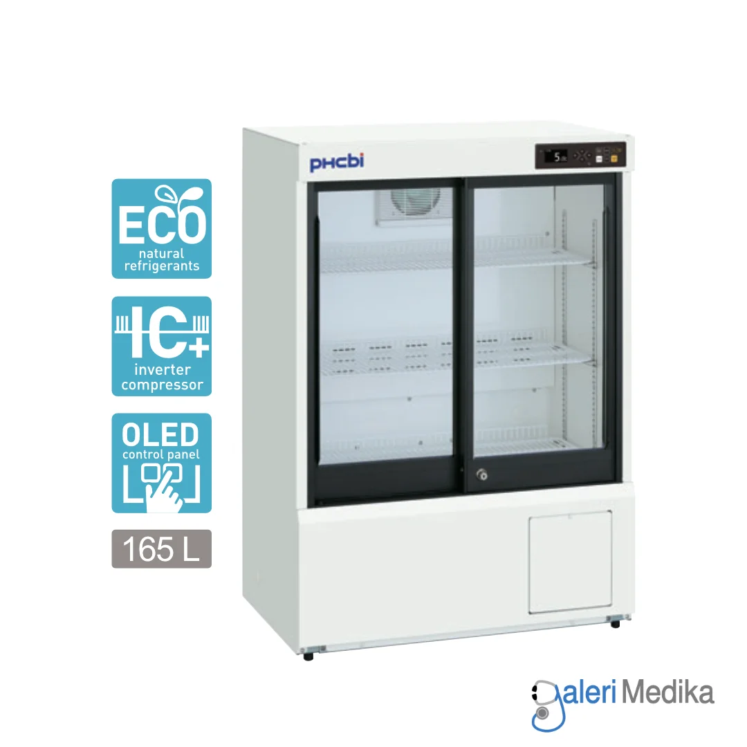 [MPR-S150H-PE] PHCbi ECO Pharmaceutical Refrigerator 165L Kulkas Farmasi OLED Control Panel MPR-S150H-PE