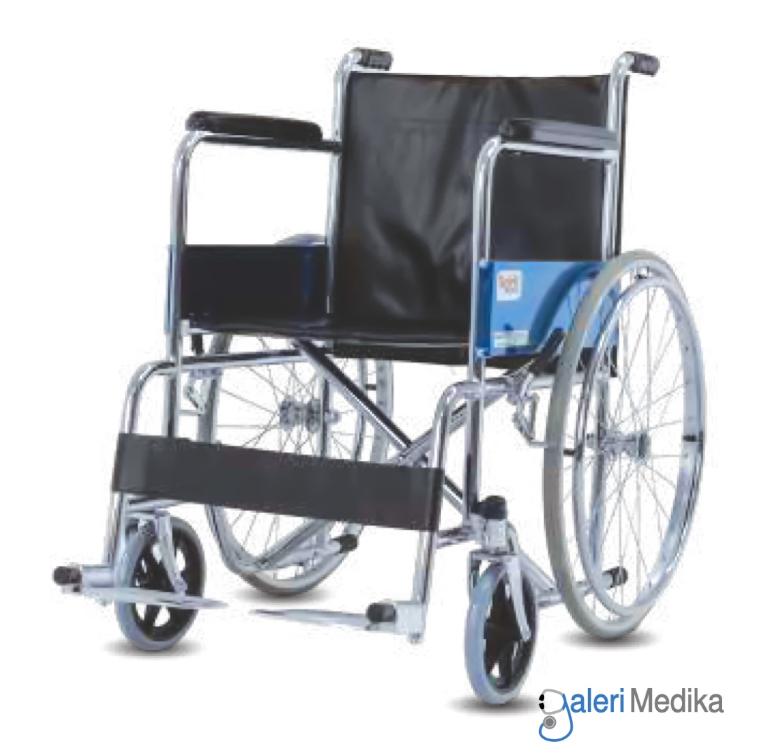 SPIRIT Kursi Roda Manual Velg Jari Black Steel Wheelchair FS875-H