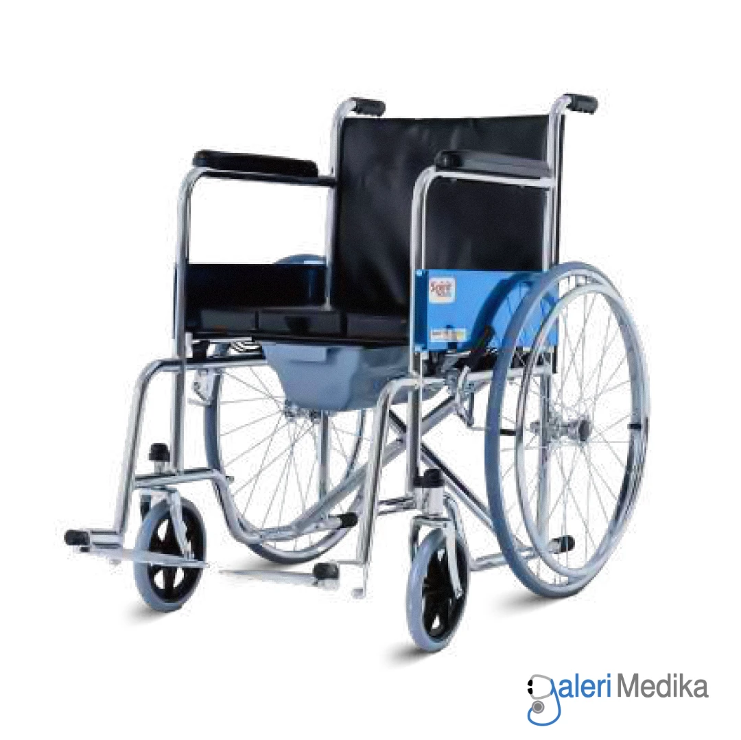 SPIRIT Kursi Roda + Commode Chair Tempat BAB Chrome Steel Wheelchair FS609