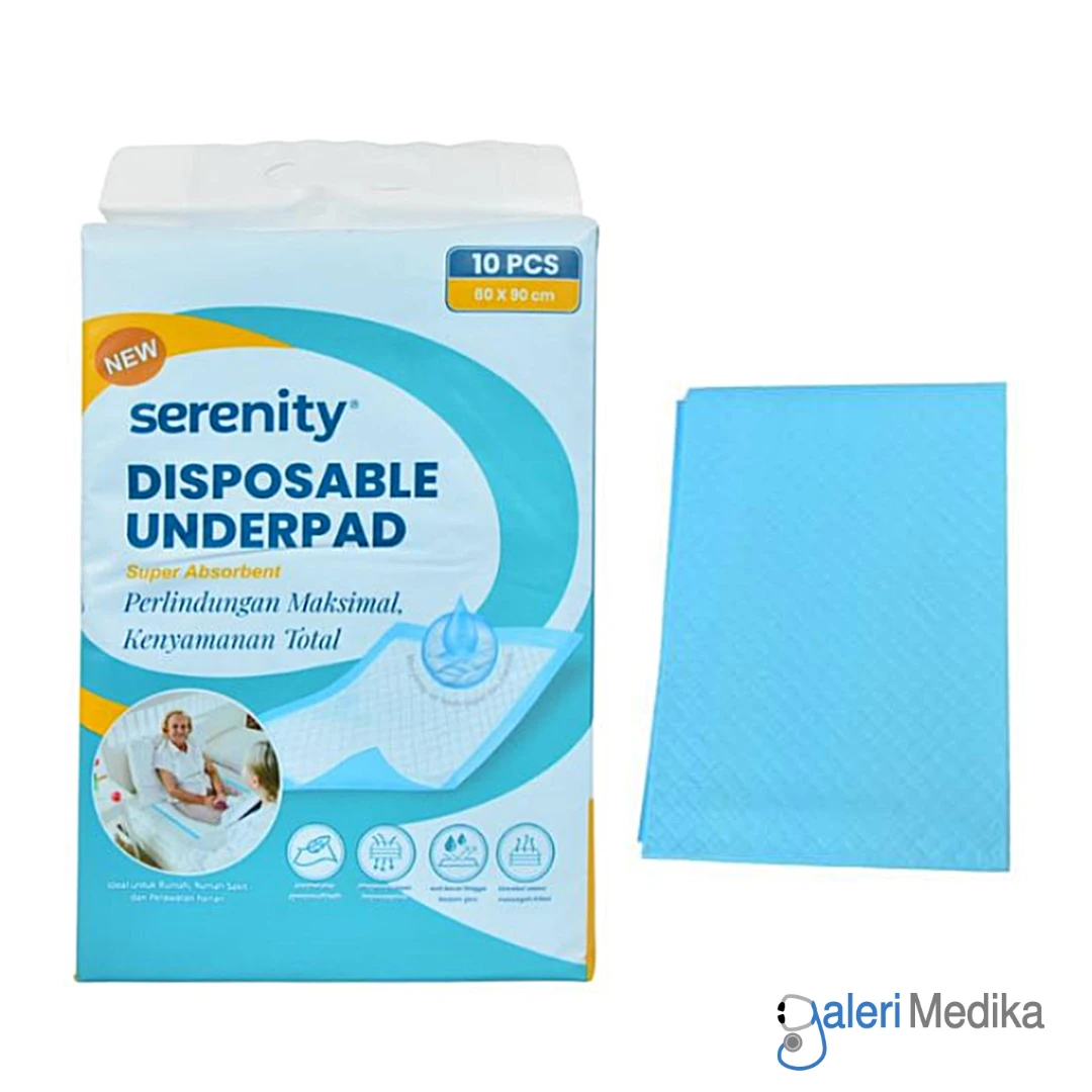 [60x90cm] Serenity Underpad 60x90cm Perlak Anti Bocor Daya Serap Tinggi Isi 10pcs