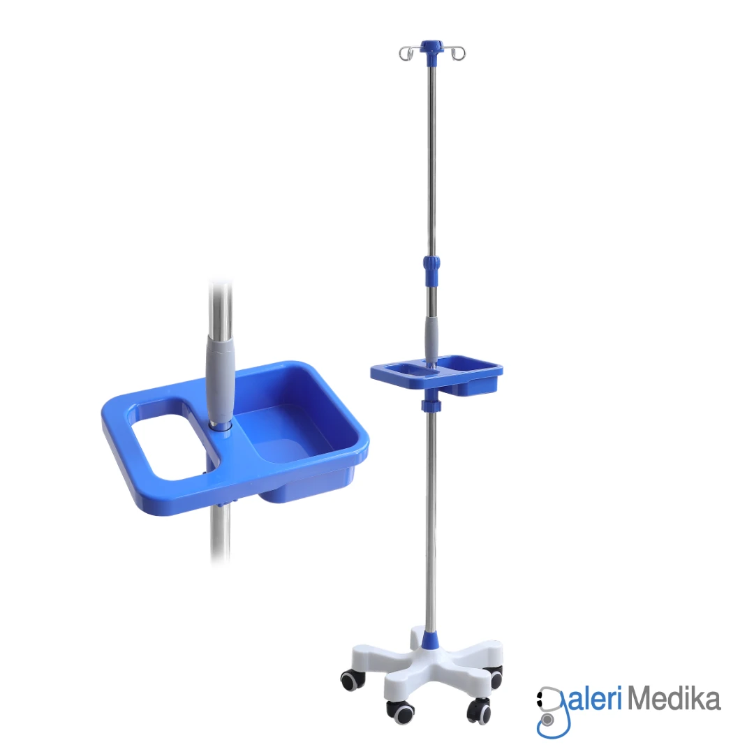 [OH-TI02] Tiang Infus OneHealth OH-TI02 Stainless Steel IV Infusion Stand with Storage Tray