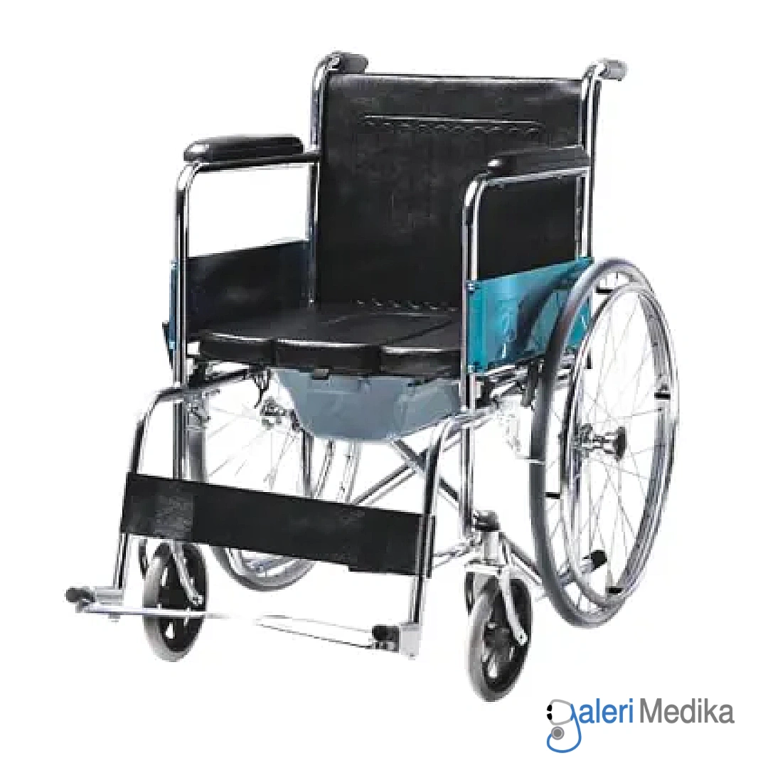 Kursi Roda 2in1 GEA GO-608U + Commode BAB Chrome Steel Wheelchair