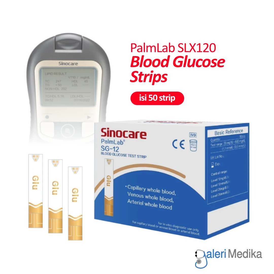 [PalmLab SG-12 Strip Gula] Strip Gula Darah Sinocare PalmLab SG-12 Blood Glucose Test Strip 50 pcs