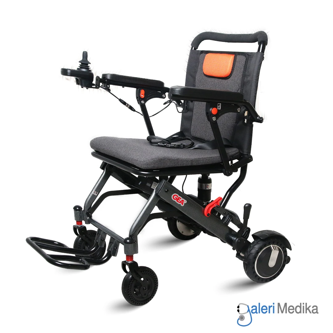 Kursi Roda Travel Elektrik GEA GO-125 Electra PORTABLE + Handle Roda Anti BOCOR