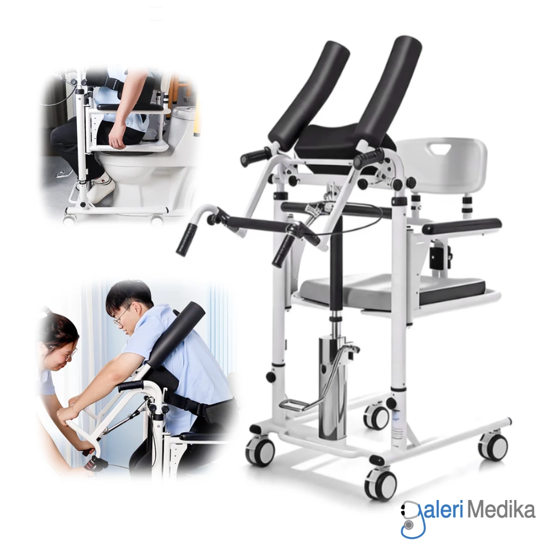 SPIRIT Kursi Transfer Pasien + Alat Berdiri & Commode Chair Hidrolik 3 Fungsi FS702SP