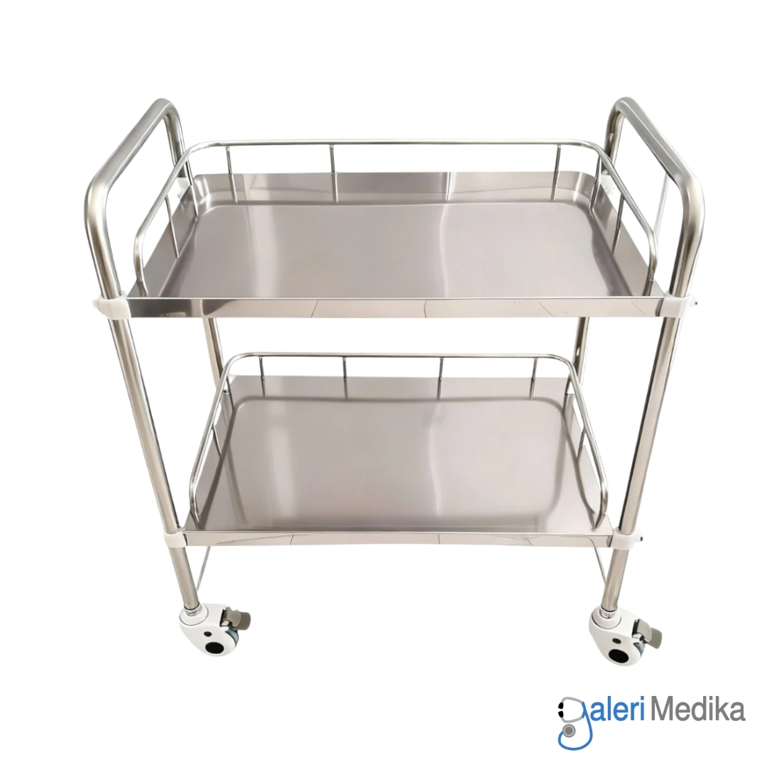 [SP-ST122] SPIRIT Meja Instrument 2 Rak Stainless steel Instrument Trolley SP-ST122
