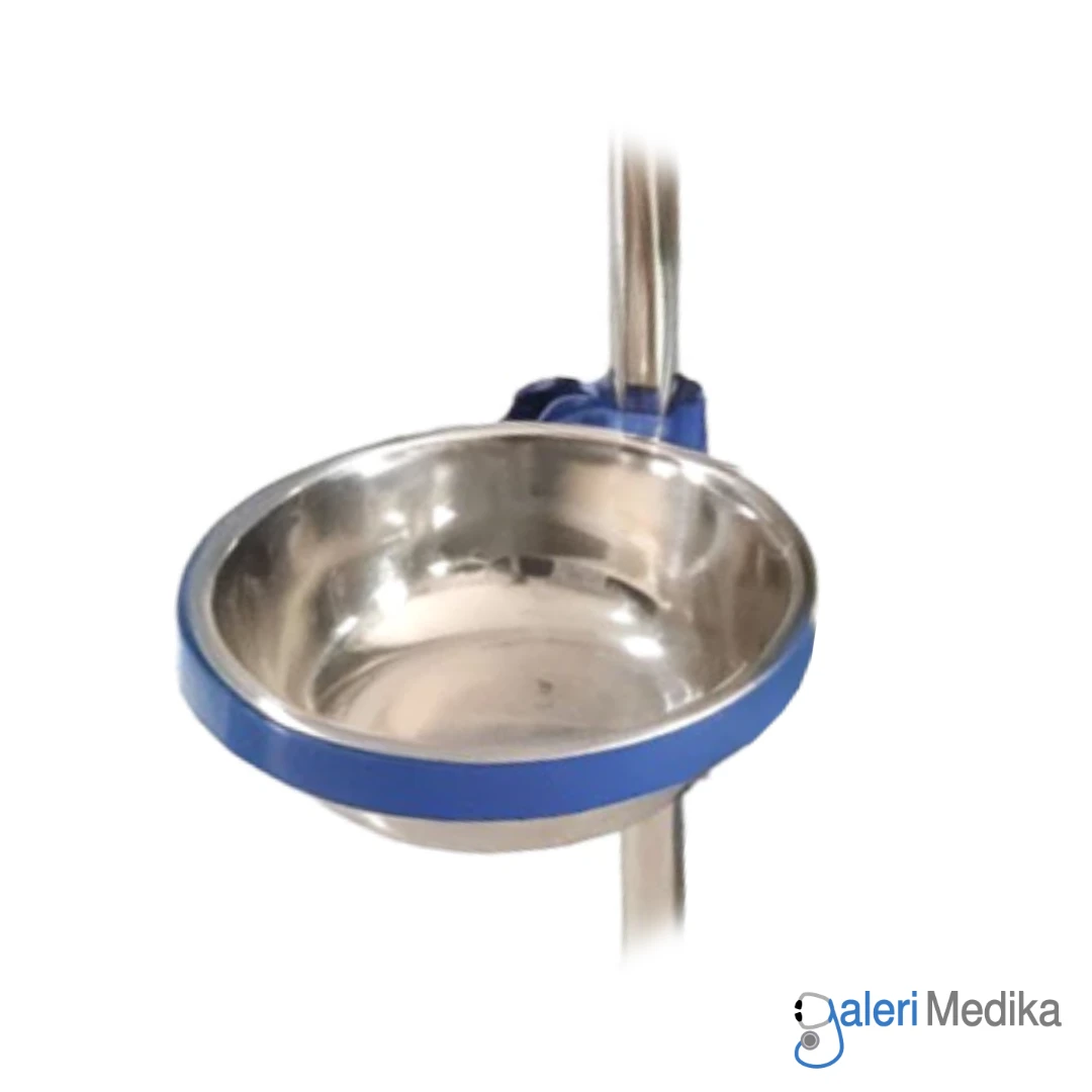 Baskom Stainless + Pengunci Tiang untuk Tiang Infus &amp; Meja Instrumen