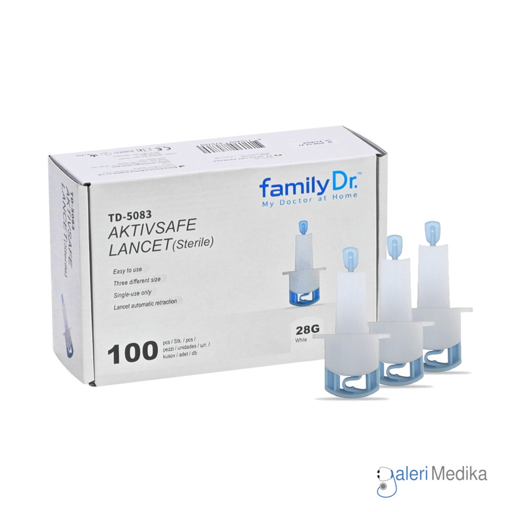 [TD-5083 (Steril 28G)] Lancet Steril FamilyDr AktivSafe Lancet 28G