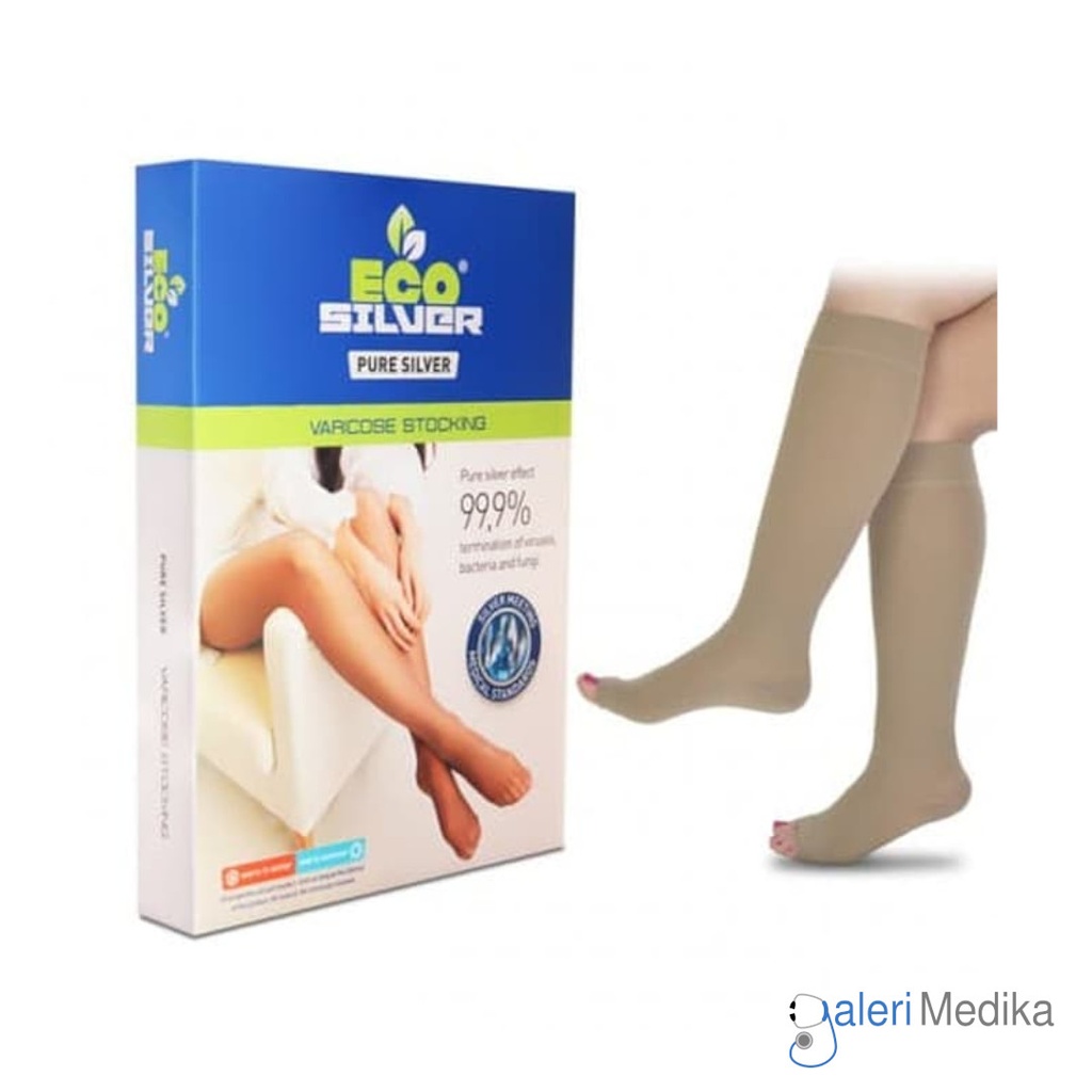 [4550] Stocking Eco Silver 4550 - Varises Knee Open/Close Toe