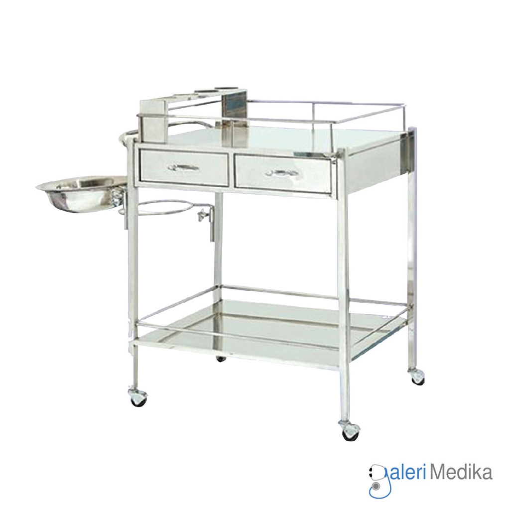 [Troli Dressing Standar 2 Rak 2 Laci - Medipro MED-DT182S] Troli Dressing Standar 2 Rak 2 Laci - Medipro MED-DT182S