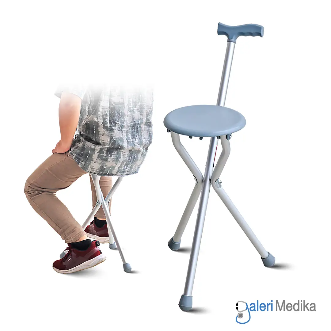 [Dudukan Bulat] Tongkat Duduk Lipat / Tongkat Kursi Lipat Avico